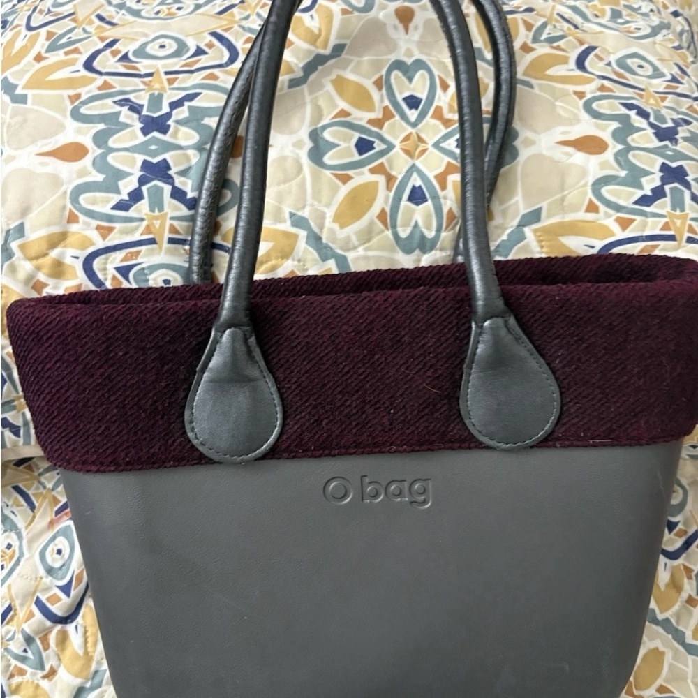 O Bag Black Made In Italy Tote with Knitted Top and Handles